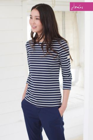 Navy Joules Harbour Hope Stripe Jersey Top